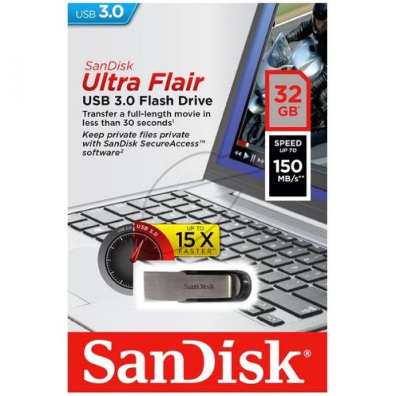 זכרון נייד SanDisk Ultra Flair USB 3.0 - בנפח 32GB