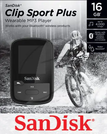 נגן SanDisk Sansa Clip Sport Plus Black 16GB MP3 Bluetooth Player FM Radio