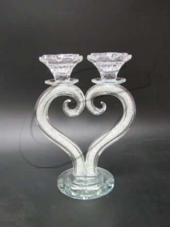 זוג פמוטים מחובר -לב מילוי קריסטל